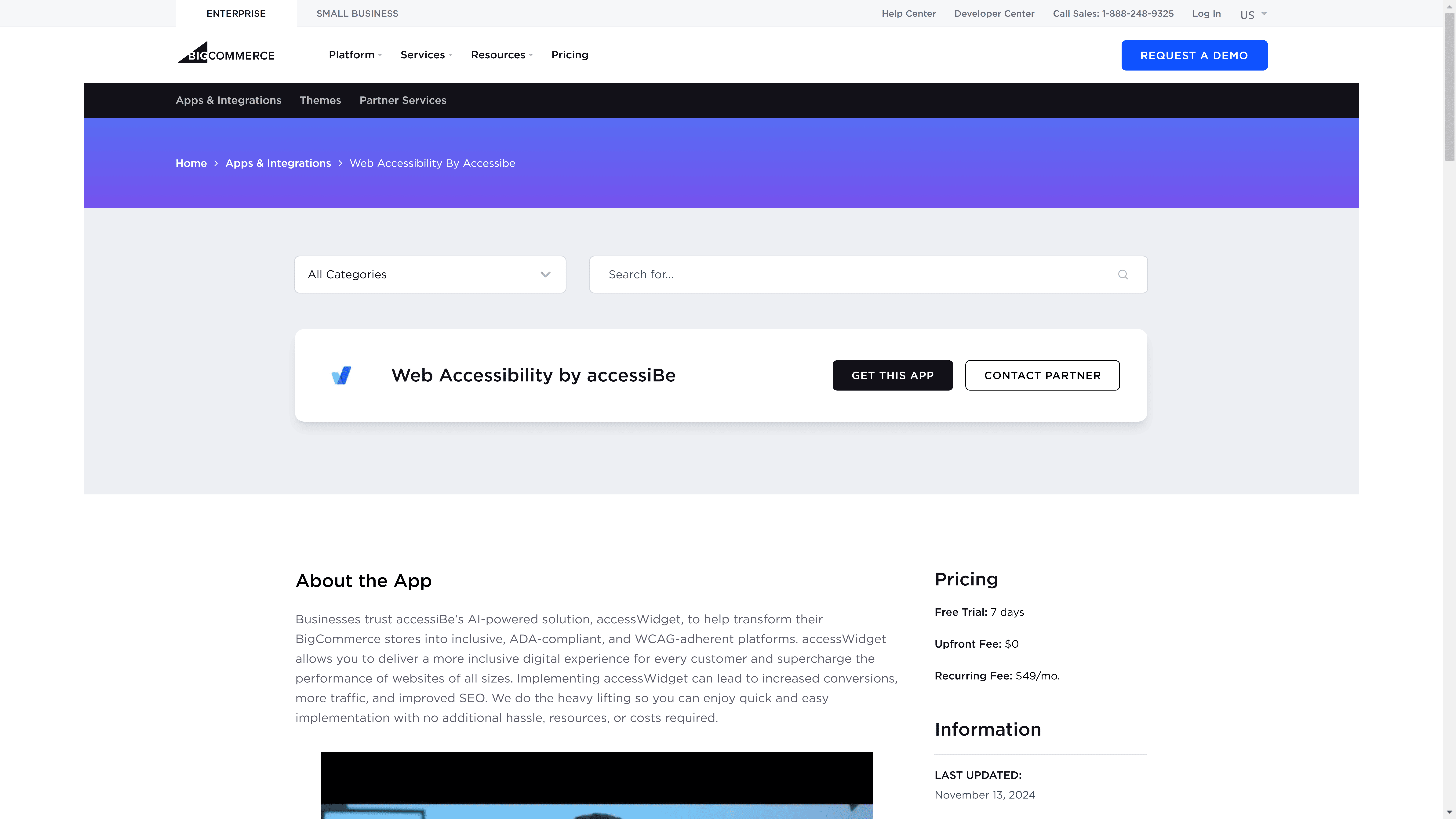 Screenshot of bigcommerce marketplace